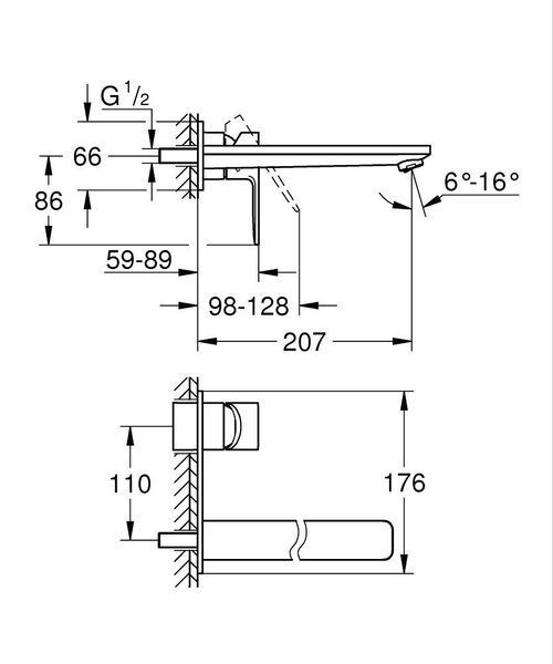 Lineare настенный смеситель для умывальника, скрытый монтаж, хром Grohe 23444001 23444001 фото