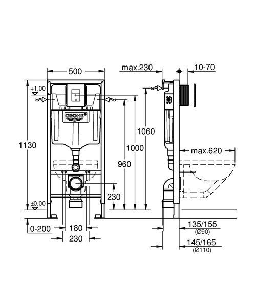 RAPID SL инсталляция для подвесного унитаза 1,13м, 5в1 GROHE 38827000 38827000 фото