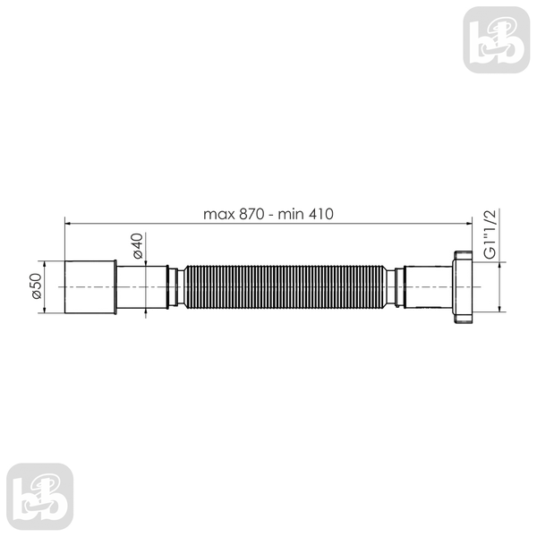 Гофра з гайкою, 1 1/2" х d40/50, Imprese w14100111G 94522 фото