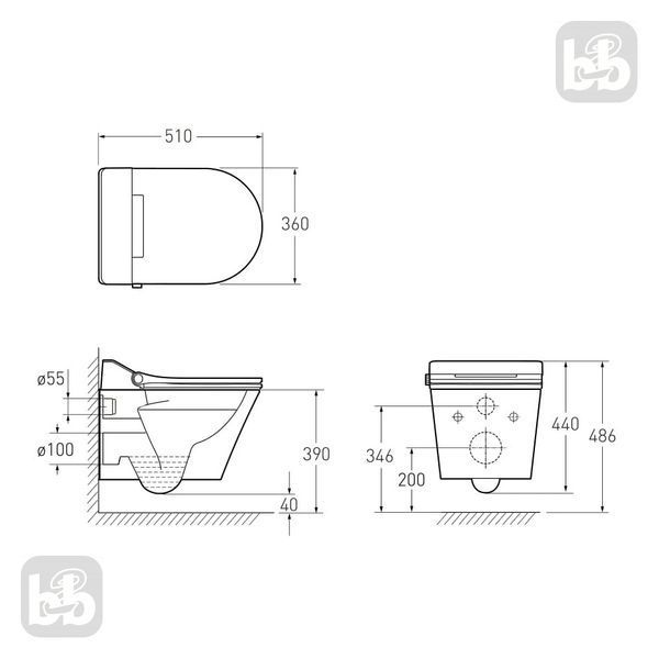 NEMO II Rimless Подвесной унитаз с функцией биде с электронным управлением Volle 1333.001057 81884 фото