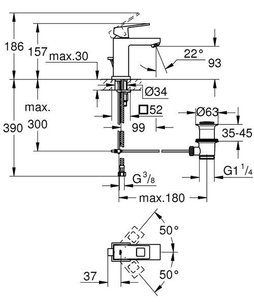 EUROCUBE смеситель для умывальника однорычажный Grohe 2312700e 2312700e фото