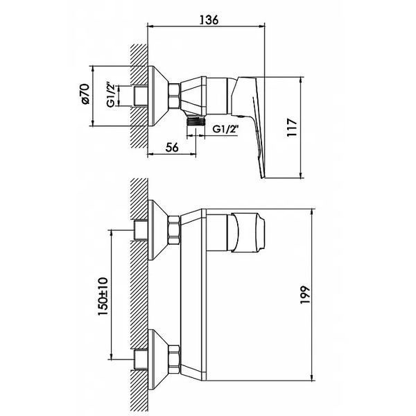 Imprese Vite хром. Смеситель для душа: 132/35; латунь. f03307401AA 84132 фото