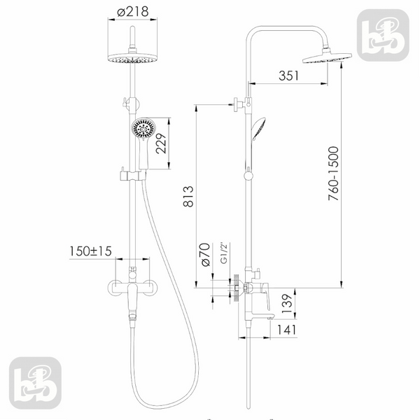 Душова колона система з змішувачем для ванни. Imprese Blanice t03001201SR 93347 фото