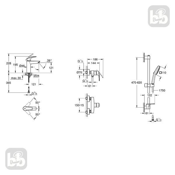 EUROSMART Набор смесителей для душа (23324003+33555003+26907003) Grohe UA123244M1 UA123244M1 фото