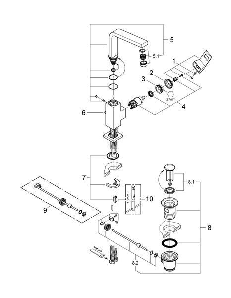Eurocube Смеситель для раковины, одноручковый, высокий излив Grohe 2313500E 2313500E фото