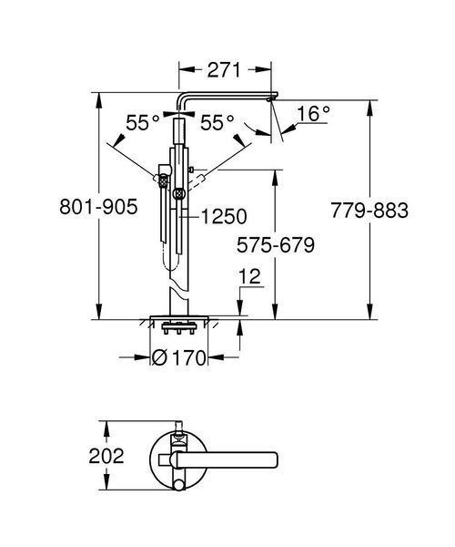 Lineare напольный смеситель для ванны, лейка стик, хром Grohe 23792001 23792001 фото