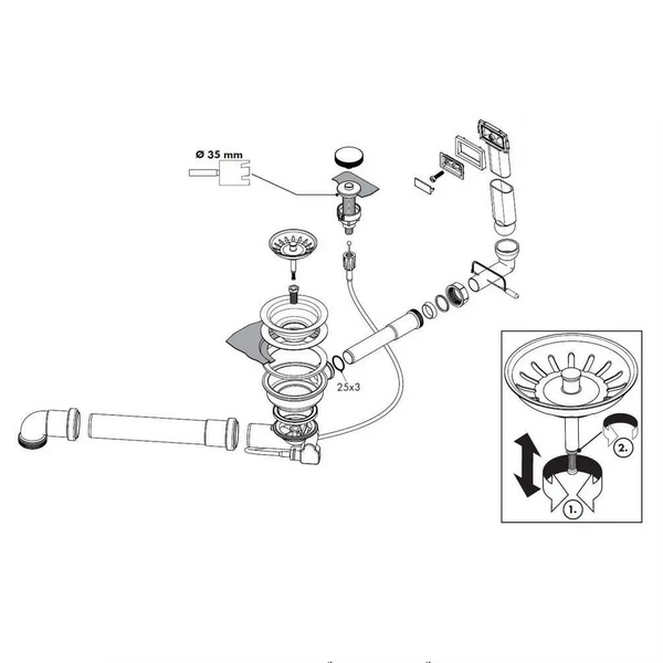Сифон для кухонної мийки хром HANSGROHE 43937000 43937000 фото