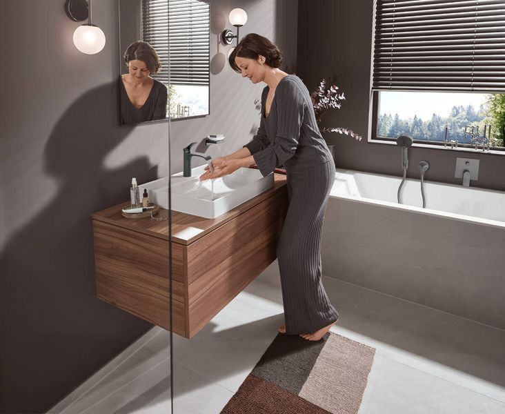 VIVENIS змішувач для ванни, одноважільний, ПМ, шліфованний чорний хром HANSGROHE 75415340 75415340 фото