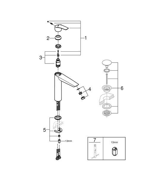 Высокий Смеситель для умывальника XL-size без донного клапана, хром, Grohe Eurosmart New 23971003 23971003 фото