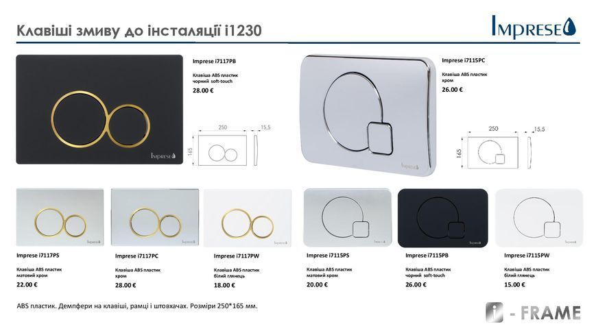 Смывная кнопка клавиша хром для инсталляции Imprese i7115PC 77462 фото