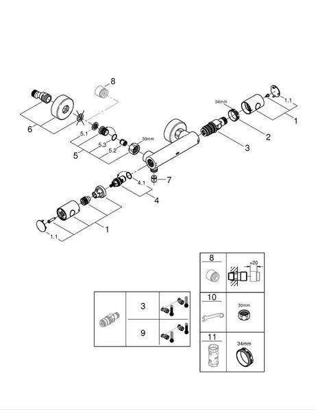 GROTHERM 800 Cosmopolitan змішувач термостат для душу, хром Grohe 34765000 34765000 фото