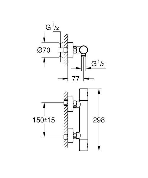 GROTHERM 800 Cosmopolitan змішувач термостат для душу, хром Grohe 34765000 34765000 фото