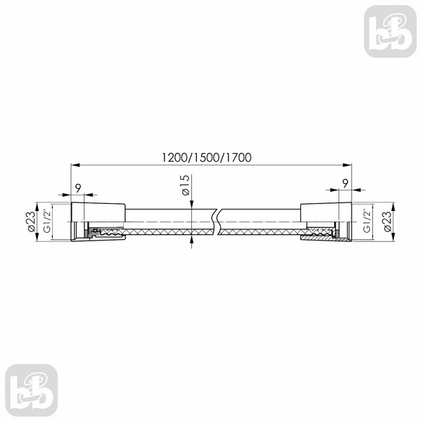Шланг для душу 170см хром гладкий anti-twist Imprese f03600101AJ f03600101AJ фото