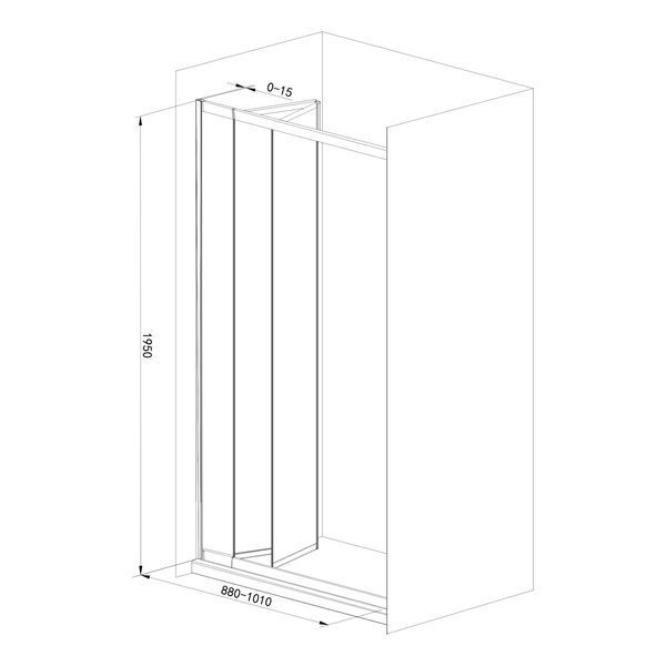 Дверь в нишу 95*195см bifold, регулируемый (+/-5см) профиль хром, стекло прозрачное EGER 599-132СС 599-132СС фото