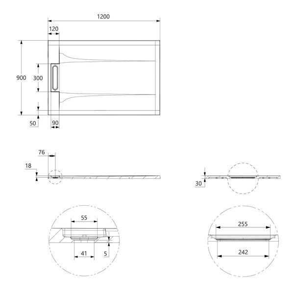 Піддон кам'яний 120*90*3 см, структура Ardesia, black DiMARCO DM4С002BL DM4С002BL фото