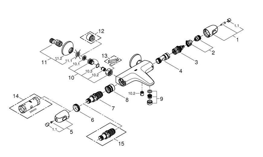 Grohtherm 1000 матовий чорний змішувач Термостат для ванни Grohe 348162433 348162433 фото
