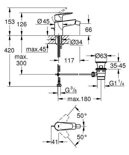 BauEdge смеситель для биде хром Grohe 23331001 23331001 фото