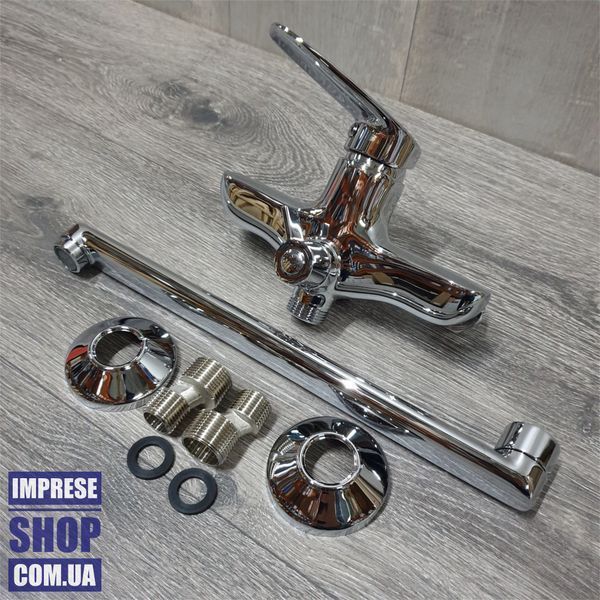 Imprese PRAHA New хром. Змішувач для ванни, довгий вилив + Штанга. SET20220123 87609 фото