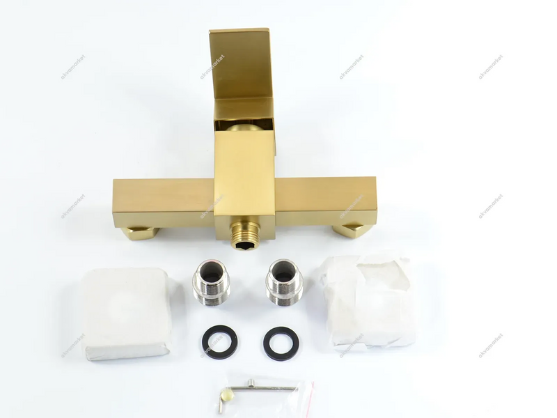 Золотий Змішувач для душу, квадратний кубічний, cepillado oro, Volle Pardo 1548.100115 083799 фото