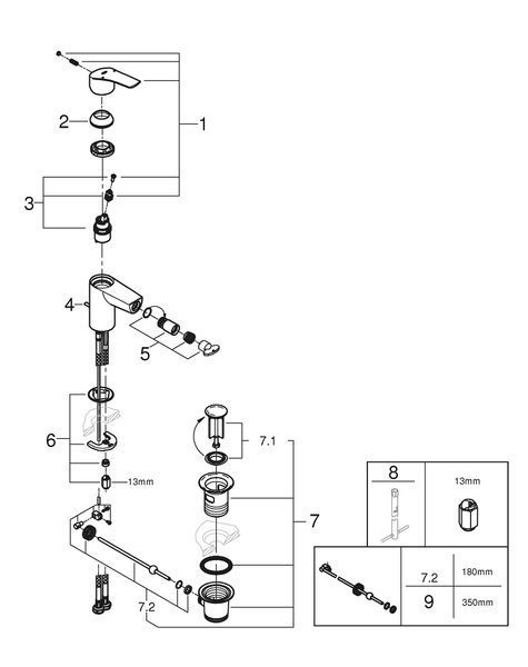 EUROSMART NEW черный матовый смеситель для биде, однорычажный, S-Size, Grohe 329292433 329292433 фото