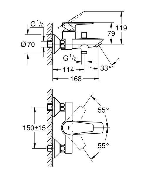 BauEdge смеситель для ванны хром Grohe 23605001 23605001 фото