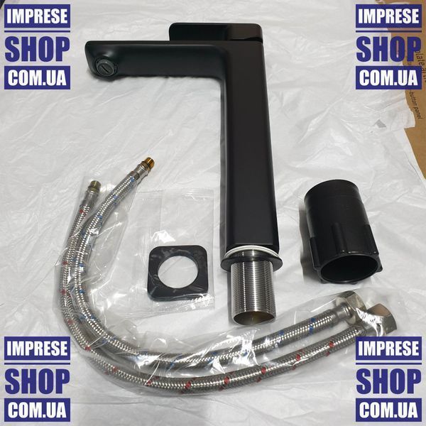 IMPRESE Bilovec 05256-H чорний Змішувач для накладного умивальника раковини вискоий 75490 фото