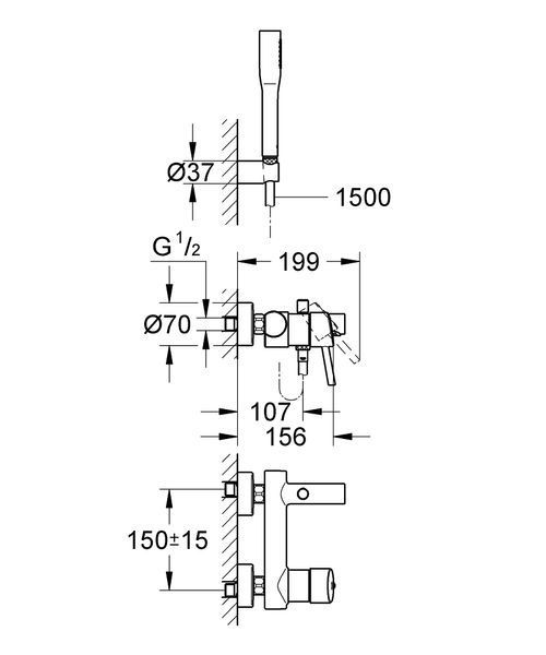 Concetto змішувач для ванни з душовим набором лійка-стік Grohe 32212001 32212001 фото