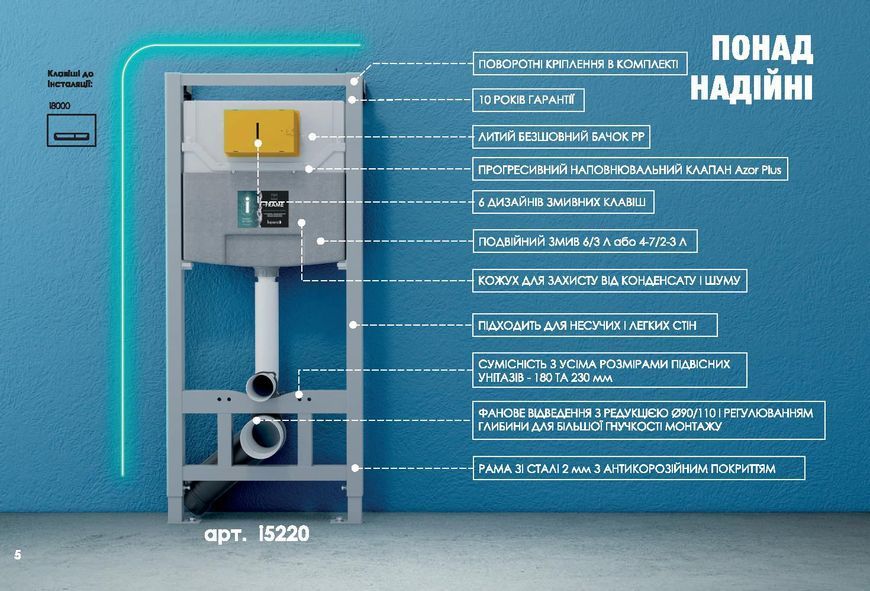 Інсталяция для подвесного унитаза Imprese i5220 57664 фото