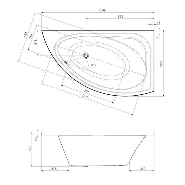 BLATNA угловая ванна 150*90см левая Imprese BLATNA150L 73106 фото