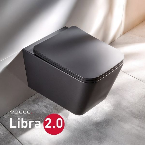 Libra 2.0 vortice матовый черный Унитаз подвесной с крышкой soft-close de la noche Volle 1321.001004 94019 фото
