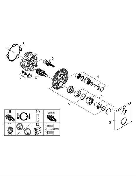 Матовый черный Термостат для душа с переключателем на 2 положения верхний/ручной душ, Grohe Grohtherm 1022092430 1022092430 фото