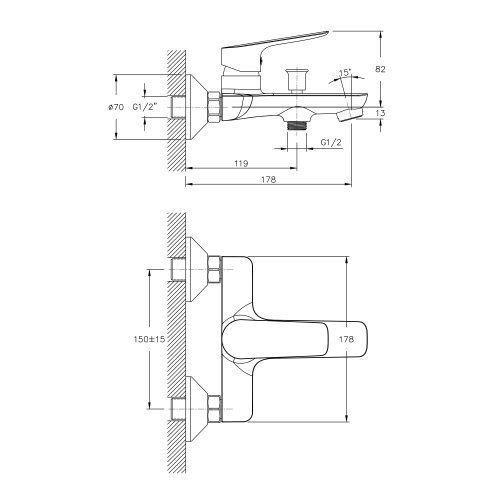 Набор смесителей для ванны и кухни (4 в 1) Imprese kit30094 77864 фото
