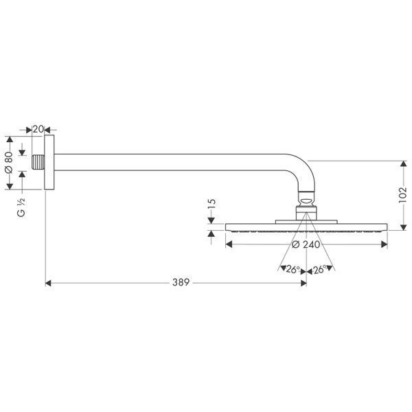 Raindance Air - верхній душ зі стіни 240 мм HANSGROHE 27474000 HANSGROHE 27474000 27474000 фото