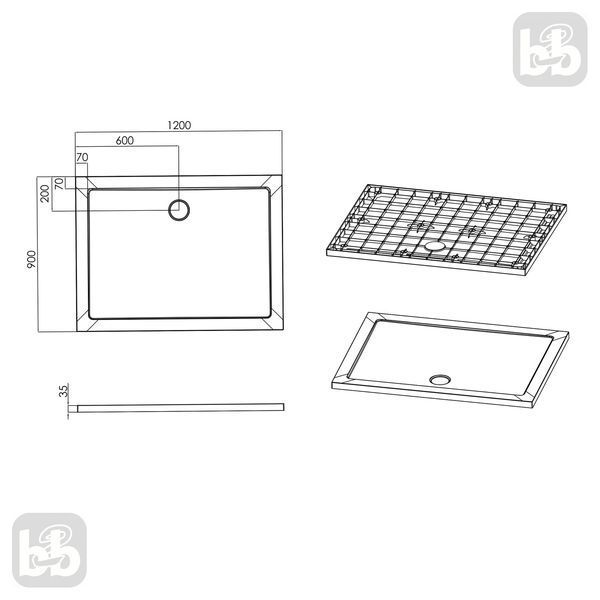 Душовий піддон 120*90*3,5см ультратонкий, композитний (до 500кг). Imprese ShowerPad SPS-1290 86491 фото