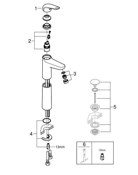 Euroeco високий змішувач для умивальника раковини Grohe 24273001 24273001 фото