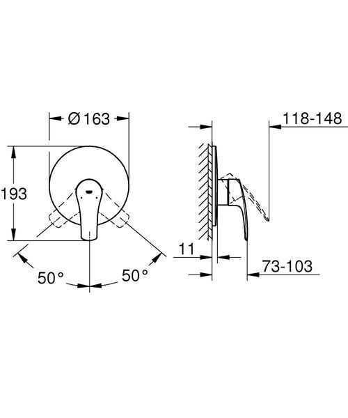 Eurosmart матовий чорний змішувач прихованого монтажу для душу Grohe 194512433 194512433 фото