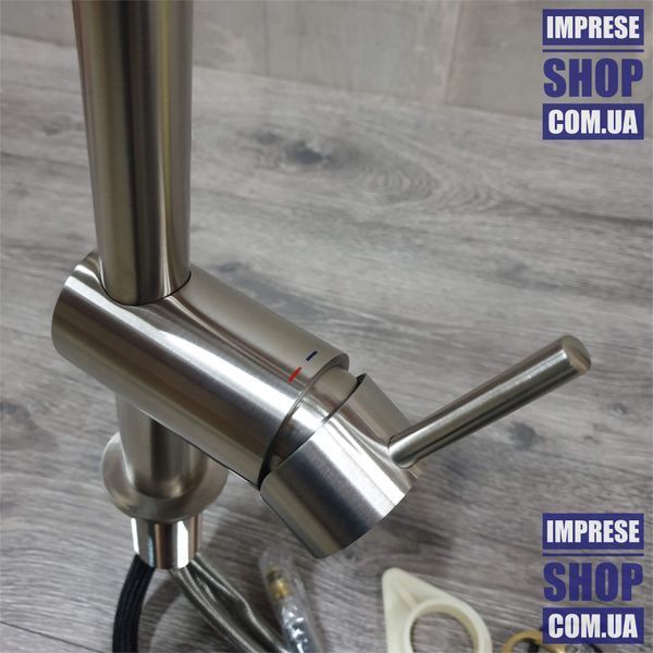 Imprese Lotta сатин. Змішувач для кухні, лійка висувна: 222x292; сталь. 55403-SS 68001 фото