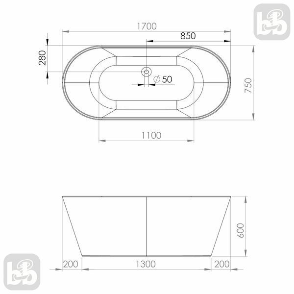 Ванна отдельностоящая 170*75*60 см Imprese BERTHE170 92805 фото
