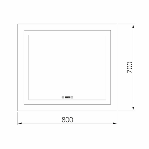Дзеркало 70x80 з підсвіткою, підігрівом, годинником, Imprese KARLOV m08607600MD 96452 фото