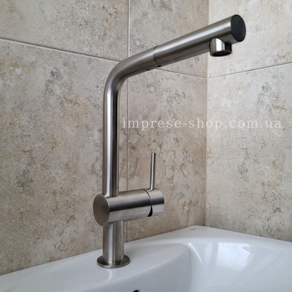 Imprese Lotta сатин. Змішувач для кухні, лійка висувна: 222x292; сталь. 55403-SS 68001 фото