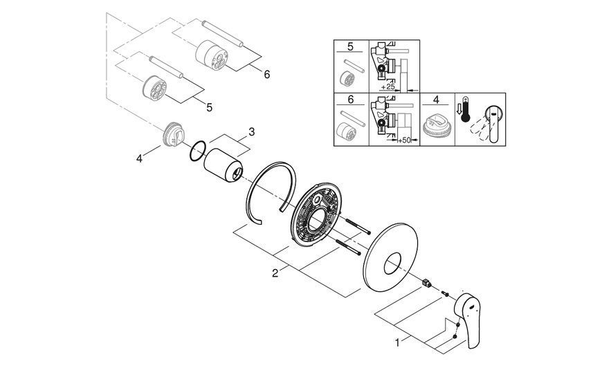 Eurosmart матовий чорний змішувач прихованого монтажу для душу Grohe 194512433 194512433 фото