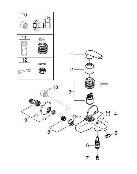 Euroeco смеситель для ванны хром Grohe 32743001 32743001 фото