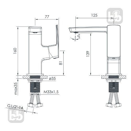Imprese GRAFIKY бронза. Смеситель для умывальника: ручка сбоку; латунь. ZMK1725150354 92767 фото