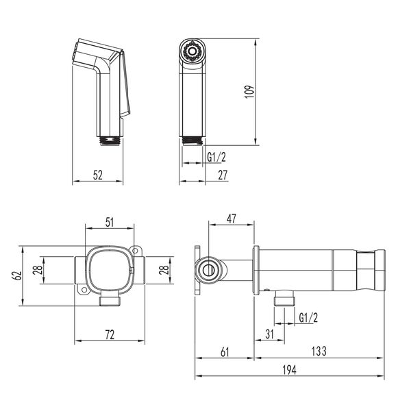 Гигиенический душ с смесителем Imprese VR30704U-BT 69095 фото