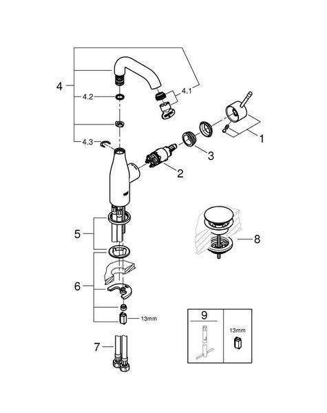 Essence змішувач для умивальника раковини Grohe 24181001 24181001 фото