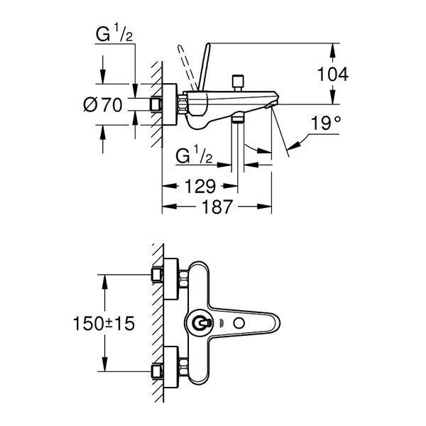 Eurodisc Joy Змішувач для ванни, одноважiльний, зовнішній монтаж GROHE 23431000 23431000 фото