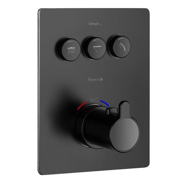 Imprese SMART Click чорна Душова система з термостатом прихованого монтажу, 3 виходи, кнопки. SET20260806 SET20260806 фото