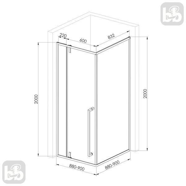 Графітова Душова кабіна 90*90 розпашна, квадратна, metal gun, Volle MORA 90-C 1037.125505 100220 фото