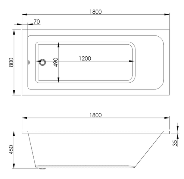 Ванна 180*80 см акриловая Imprese KARLOV b0700761880+NU b0700761880+NU фото