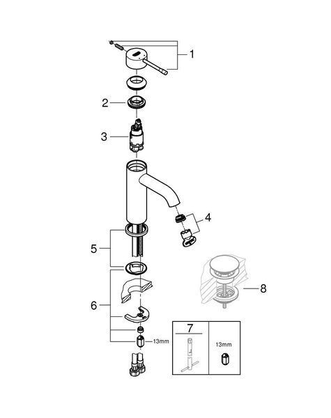 Матовый черный Смеситель для умывальника Grohe Essence New S-Size 24172KF1 24172KF1 фото